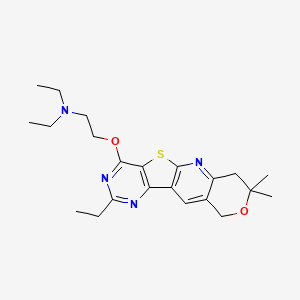 molecular formula C22H30N4O2S B5170302 N,N-diethyl-2-[(13-ethyl-5,5-dimethyl-6-oxa-17-thia-2,12,14-triazatetracyclo[8.7.0.03,8.011,16]heptadeca-1,3(8),9,11,13,15-hexaen-15-yl)oxy]ethanamine 