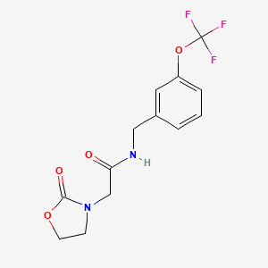 molecular formula C13H13F3N2O4 B5170366 2-(2-oxo-1,3-oxazolidin-3-yl)-N-[[3-(trifluoromethoxy)phenyl]methyl]acetamide 