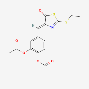 molecular formula C16H15NO5S2 B5170373 2-(ACETYLOXY)-4-{[(4Z)-2-(ETHYLSULFANYL)-5-OXO-4,5-DIHYDRO-1,3-THIAZOL-4-YLIDENE]METHYL}PHENYL ACETATE 