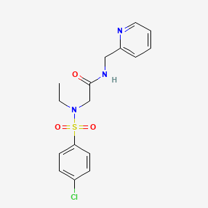 molecular formula C16H18ClN3O3S B5170412 N~2~-[(4-chlorophenyl)sulfonyl]-N~2~-ethyl-N-(pyridin-2-ylmethyl)glycinamide 