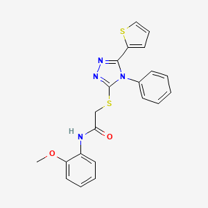 molecular formula C21H18N4O2S2 B5170811 N-(2-methoxyphenyl)-2-{[4-phenyl-5-(thiophen-2-yl)-4H-1,2,4-triazol-3-yl]sulfanyl}acetamide 