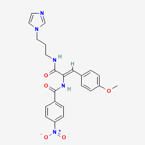 molecular formula C23H23N5O5 B5170898 N-[(Z)-1-({[3-(1H-imidazol-1-yl)propyl]amino}carbonyl)-2-(4-methoxyphenyl)ethenyl]-4-nitrobenzamide 