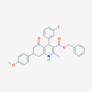 molecular formula C31H28FNO4 B5171023 Benzyl 4-(3-fluorophenyl)-7-(4-methoxyphenyl)-2-methyl-5-oxo-1,4,5,6,7,8-hexahydroquinoline-3-carboxylate 