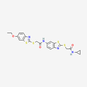 molecular formula C23H22N4O3S4 B5171192 N-(2-{[2-(cyclopropylamino)-2-oxoethyl]sulfanyl}-1,3-benzothiazol-6-yl)-2-[(6-ethoxy-1,3-benzothiazol-2-yl)sulfanyl]acetamide CAS No. 5959-84-2