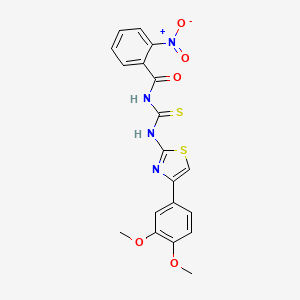 molecular formula C19H16N4O5S2 B5171409 N-[[4-(3,4-dimethoxyphenyl)-1,3-thiazol-2-yl]carbamothioyl]-2-nitrobenzamide 
