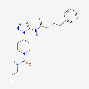 molecular formula C22H29N5O2 B5171616 N-allyl-4-{5-[(4-phenylbutanoyl)amino]-1H-pyrazol-1-yl}-1-piperidinecarboxamide 
