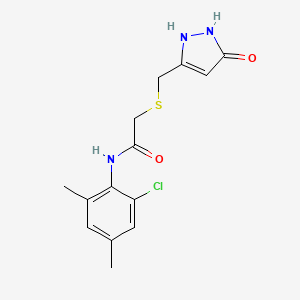 molecular formula C14H16ClN3O2S B5171803 N-(2-chloro-4,6-dimethylphenyl)-2-[(5-oxo-1,2-dihydropyrazol-3-yl)methylsulfanyl]acetamide 