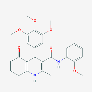 molecular formula C27H30N2O6 B5171829 N-(2-methoxyphenyl)-2-methyl-5-oxo-4-(3,4,5-trimethoxyphenyl)-1,4,5,6,7,8-hexahydroquinoline-3-carboxamide 