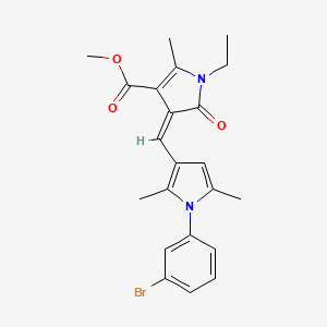 molecular formula C22H23BrN2O3 B5171874 methyl (4Z)-4-{[1-(3-bromophenyl)-2,5-dimethyl-1H-pyrrol-3-yl]methylidene}-1-ethyl-2-methyl-5-oxo-4,5-dihydro-1H-pyrrole-3-carboxylate 