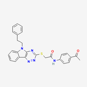 molecular formula C27H23N5O2S B5172027 N~1~-(4-ACETYLPHENYL)-2-[(5-PHENETHYL-5H-[1,2,4]TRIAZINO[5,6-B]INDOL-3-YL)SULFANYL]ACETAMIDE 