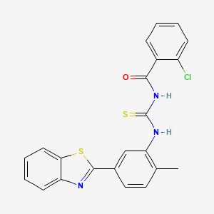 molecular formula C22H16ClN3OS2 B5172174 N-{[5-(1,3-benzothiazol-2-yl)-2-methylphenyl]carbamothioyl}-2-chlorobenzamide 