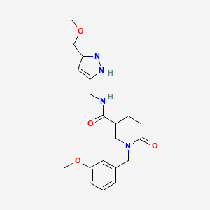 molecular formula C20H26N4O4 B5172261 N-[[3-(methoxymethyl)-1H-pyrazol-5-yl]methyl]-1-[(3-methoxyphenyl)methyl]-6-oxopiperidine-3-carboxamide 