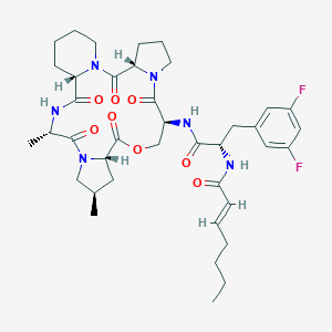 N-[N-(2-Heptenoyl)-3,5-difluoro-L-phenylalanyl]cyclo(Ser*-Pro-L-Pip-Ala-4beta-methyl-Pro-)