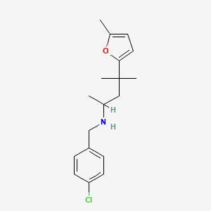 molecular formula C18H24ClNO B5172940 N-[(4-chlorophenyl)methyl]-4-methyl-4-(5-methylfuran-2-yl)pentan-2-amine 