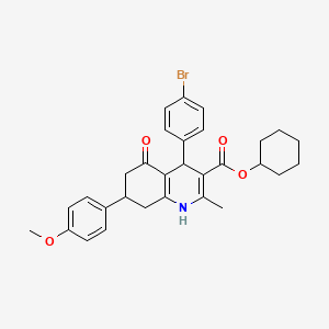 molecular formula C30H32BrNO4 B5173229 Cyclohexyl 4-(4-bromophenyl)-7-(4-methoxyphenyl)-2-methyl-5-oxo-1,4,5,6,7,8-hexahydroquinoline-3-carboxylate 