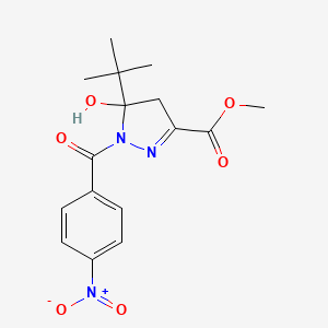 molecular formula C16H19N3O6 B5173417 methyl 5-tert-butyl-5-hydroxy-1-[(4-nitrophenyl)carbonyl]-4,5-dihydro-1H-pyrazole-3-carboxylate 