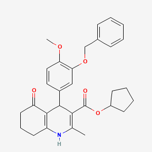 molecular formula C30H33NO5 B5173758 Cyclopentyl 4-[3-(benzyloxy)-4-methoxyphenyl]-2-methyl-5-oxo-1,4,5,6,7,8-hexahydroquinoline-3-carboxylate 