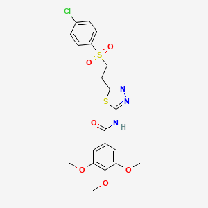 molecular formula C20H20ClN3O6S2 B5173824 N-(5-{2-[(4-chlorophenyl)sulfonyl]ethyl}-1,3,4-thiadiazol-2-yl)-3,4,5-trimethoxybenzamide 