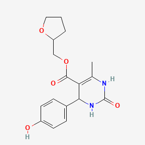 molecular formula C17H20N2O5 B5173829 Tetrahydrofuran-2-ylmethyl 4-(4-hydroxyphenyl)-6-methyl-2-oxo-1,2,3,4-tetrahydropyrimidine-5-carboxylate 