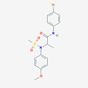 molecular formula C17H19BrN2O4S B5174289 N-(4-bromophenyl)-2-(4-methoxy-N-methylsulfonylanilino)propanamide 