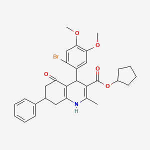 molecular formula C30H32BrNO5 B5174808 Cyclopentyl 4-(2-bromo-4,5-dimethoxyphenyl)-2-methyl-5-oxo-7-phenyl-1,4,5,6,7,8-hexahydroquinoline-3-carboxylate 