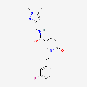 molecular formula C20H25FN4O2 B5174867 N-[(1,5-dimethylpyrazol-3-yl)methyl]-1-[2-(3-fluorophenyl)ethyl]-6-oxopiperidine-3-carboxamide 