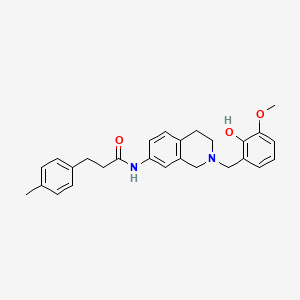 molecular formula C27H30N2O3 B5175321 N-[2-[(2-hydroxy-3-methoxyphenyl)methyl]-3,4-dihydro-1H-isoquinolin-7-yl]-3-(4-methylphenyl)propanamide 