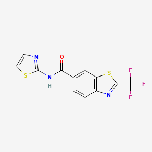 molecular formula C12H6F3N3OS2 B5175748 N-(1,3-thiazol-2-yl)-2-(trifluoromethyl)-1,3-benzothiazole-6-carboxamide 