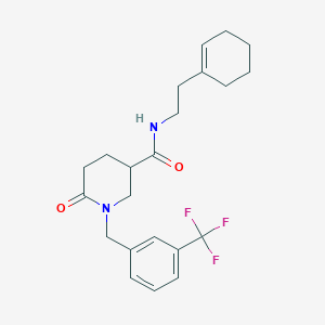 molecular formula C22H27F3N2O2 B5176024 N-[2-(cyclohexen-1-yl)ethyl]-6-oxo-1-[[3-(trifluoromethyl)phenyl]methyl]piperidine-3-carboxamide 