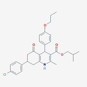 molecular formula C30H34ClNO4 B5176404 2-methylpropyl 7-(4-chlorophenyl)-2-methyl-5-oxo-4-(4-propoxyphenyl)-1,4,5,6,7,8-hexahydroquinoline-3-carboxylate CAS No. 5717-90-8