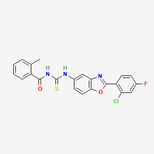 molecular formula C22H15ClFN3O2S B5176548 N-[[2-(2-chloro-4-fluorophenyl)-1,3-benzoxazol-5-yl]carbamothioyl]-2-methylbenzamide 