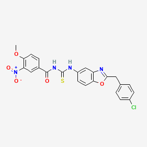 molecular formula C23H17ClN4O5S B5176737 N-{[2-(4-chlorobenzyl)-1,3-benzoxazol-5-yl]carbamothioyl}-4-methoxy-3-nitrobenzamide 