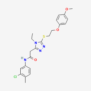 molecular formula C22H25ClN4O3S B5177158 N-(3-chloro-4-methylphenyl)-2-(4-ethyl-5-{[2-(4-methoxyphenoxy)ethyl]sulfanyl}-4H-1,2,4-triazol-3-yl)acetamide 