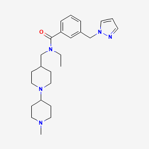 molecular formula C25H37N5O B5177494 N-ethyl-N-[[1-(1-methylpiperidin-4-yl)piperidin-4-yl]methyl]-3-(pyrazol-1-ylmethyl)benzamide 