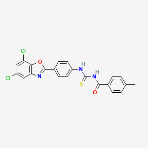 molecular formula C22H15Cl2N3O2S B5177886 N-{[4-(5,7-dichloro-1,3-benzoxazol-2-yl)phenyl]carbamothioyl}-4-methylbenzamide 