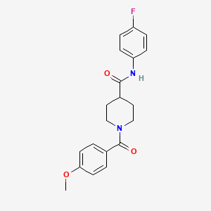 molecular formula C20H21FN2O3 B5178147 N-(4-fluorophenyl)-1-(4-methoxybenzoyl)piperidine-4-carboxamide 