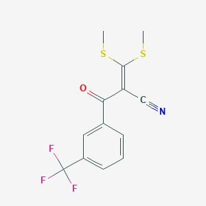 molecular formula C13H10F3NOS2 B051782 3,3-Bis(methylthio)-2-[3-(trifluoromethyl)benzoyl]acrylonitrile CAS No. 116492-97-8
