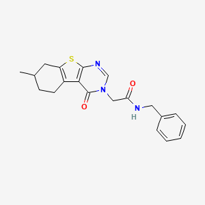 molecular formula C20H21N3O2S B5178308 N-benzyl-2-(7-methyl-4-oxo-5,6,7,8-tetrahydro-[1]benzothiolo[2,3-d]pyrimidin-3-yl)acetamide 