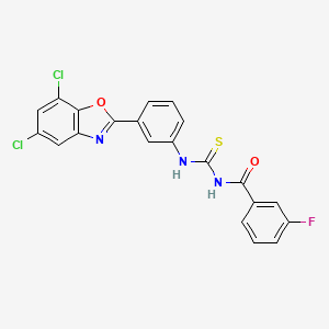 molecular formula C21H12Cl2FN3O2S B5178310 N-[[3-(5,7-dichloro-1,3-benzoxazol-2-yl)phenyl]carbamothioyl]-3-fluorobenzamide 