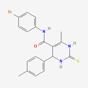 molecular formula C19H18BrN3OS B5178640 N-(4-bromophenyl)-6-methyl-4-(4-methylphenyl)-2-thioxo-1,2,3,4-tetrahydropyrimidine-5-carboxamide 