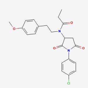 molecular formula C22H23ClN2O4 B5178735 N-[1-(4-chlorophenyl)-2,5-dioxopyrrolidin-3-yl]-N-[2-(4-methoxyphenyl)ethyl]propanamide 