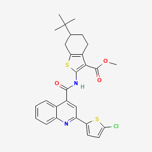 molecular formula C28H27ClN2O3S2 B5178819 Methyl 6-tert-butyl-2-({[2-(5-chlorothiophen-2-yl)quinolin-4-yl]carbonyl}amino)-4,5,6,7-tetrahydro-1-benzothiophene-3-carboxylate 