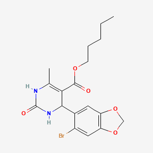 molecular formula C18H21BrN2O5 B5179137 Pentyl 4-(6-bromo-1,3-benzodioxol-5-yl)-6-methyl-2-oxo-1,2,3,4-tetrahydropyrimidine-5-carboxylate 