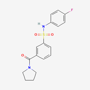 molecular formula C17H17FN2O3S B5179224 N-(4-fluorophenyl)-3-(pyrrolidine-1-carbonyl)benzenesulfonamide 
