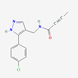 molecular formula C14H12ClN3O B5179237 N-[[5-(4-chlorophenyl)-1H-pyrazol-4-yl]methyl]but-2-ynamide 