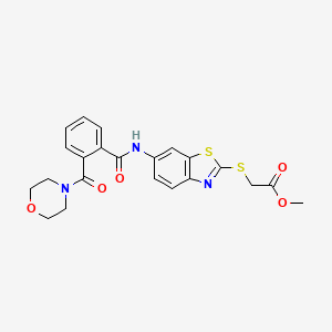 molecular formula C22H21N3O5S2 B5179377 METHYL 2-({6-[2-(MORPHOLINE-4-CARBONYL)BENZAMIDO]-1,3-BENZOTHIAZOL-2-YL}SULFANYL)ACETATE 