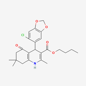 molecular formula C24H28ClNO5 B5179870 Butyl 4-(6-chloro-1,3-benzodioxol-5-yl)-2,7,7-trimethyl-5-oxo-1,4,5,6,7,8-hexahydroquinoline-3-carboxylate 