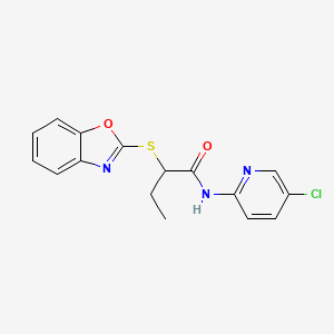 molecular formula C16H14ClN3O2S B5180004 2-(1,3-benzoxazol-2-ylsulfanyl)-N-(5-chloropyridin-2-yl)butanamide 