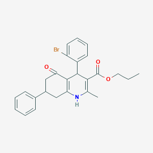 molecular formula C26H26BrNO3 B5180126 Propyl 4-(2-bromophenyl)-2-methyl-5-oxo-7-phenyl-1,4,5,6,7,8-hexahydroquinoline-3-carboxylate 