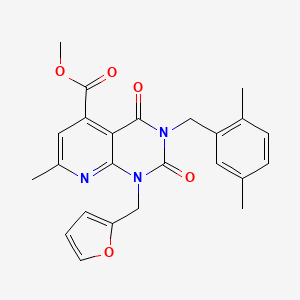 molecular formula C24H23N3O5 B5180416 METHYL 3-[(2,5-DIMETHYLPHENYL)METHYL]-1-[(FURAN-2-YL)METHYL]-7-METHYL-2,4-DIOXO-1H,2H,3H,4H-PYRIDO[2,3-D]PYRIMIDINE-5-CARBOXYLATE 